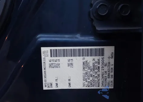 2012 Nissan Altima 2.5 S z USA, uszkodzony, nr VIN 1N4AL2AP6CC193606